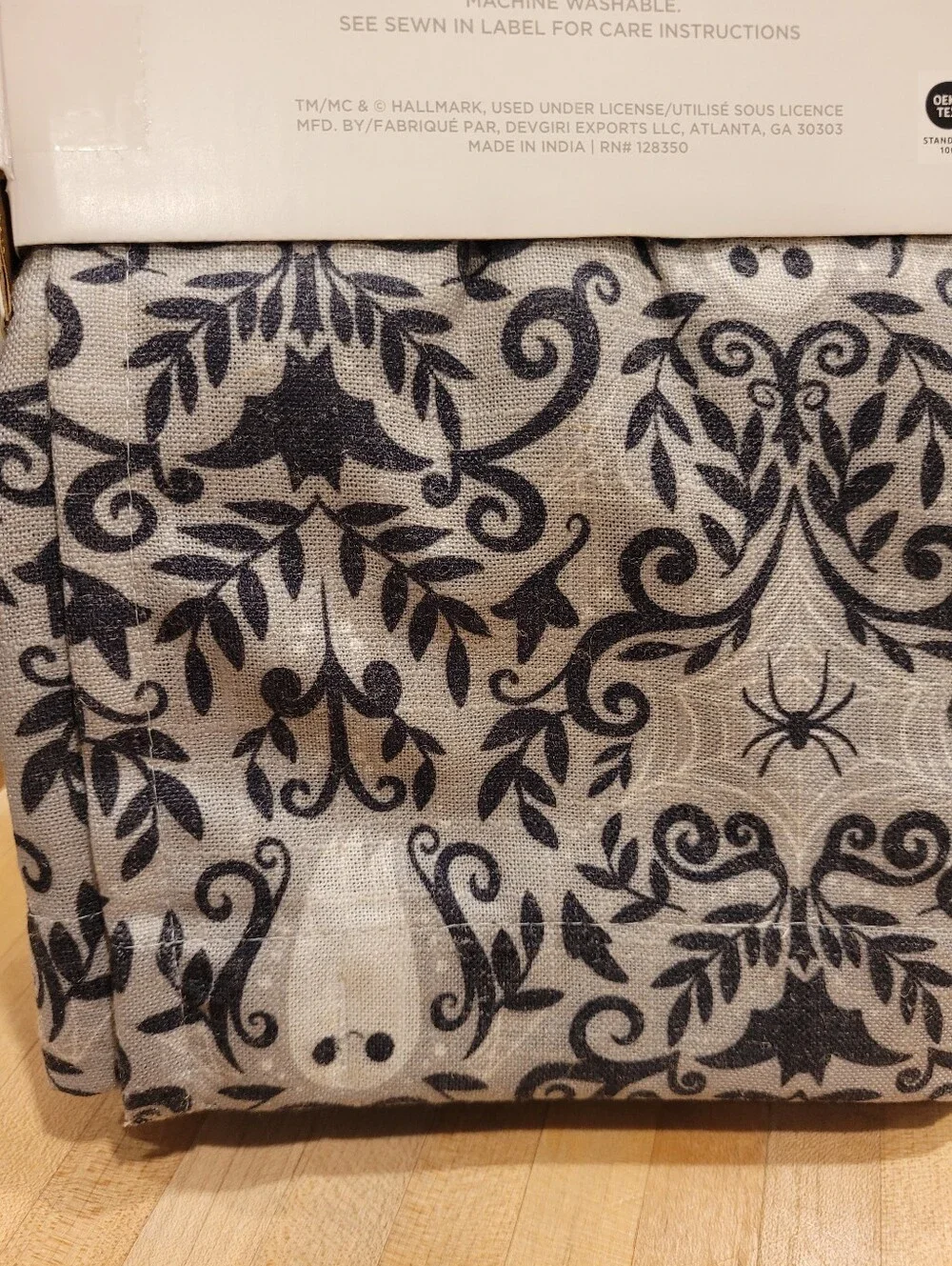 NEW Hallmark Black Gray And White Halloween Damask Shower Curtain Discontinued